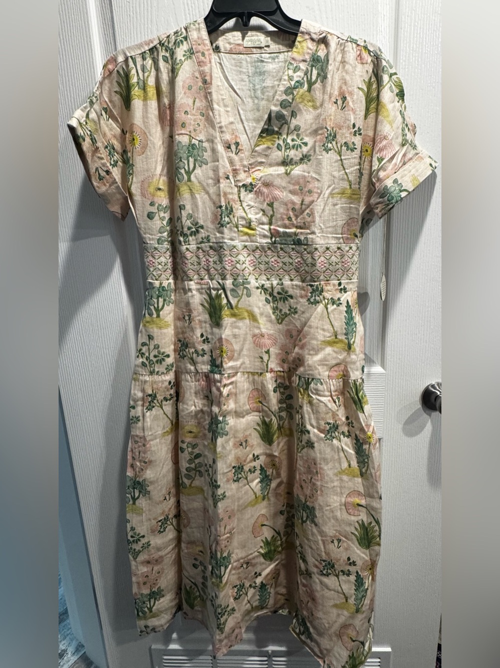 Spartina 449 Natalee Midi Dress Enclave Stripe Floral Sprigs | Size Large | NWT
